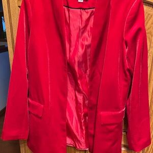 Calvin Klein Red Women's Velvet Blazer Jacket